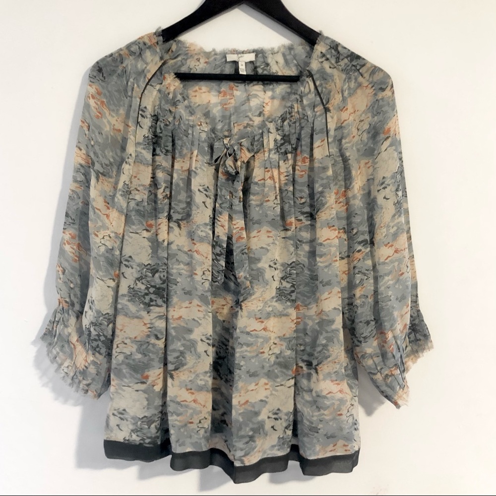 Joie silk watercolor cloud perry top w/ raw edges
